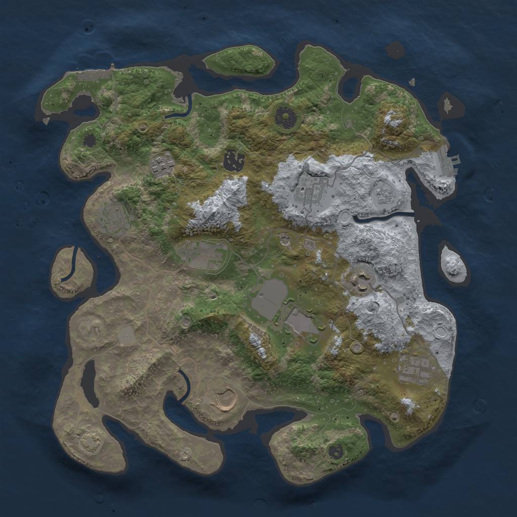Rust Map: Procedural Map, Size: 3500, Seed: 2125359437, 17 Monuments