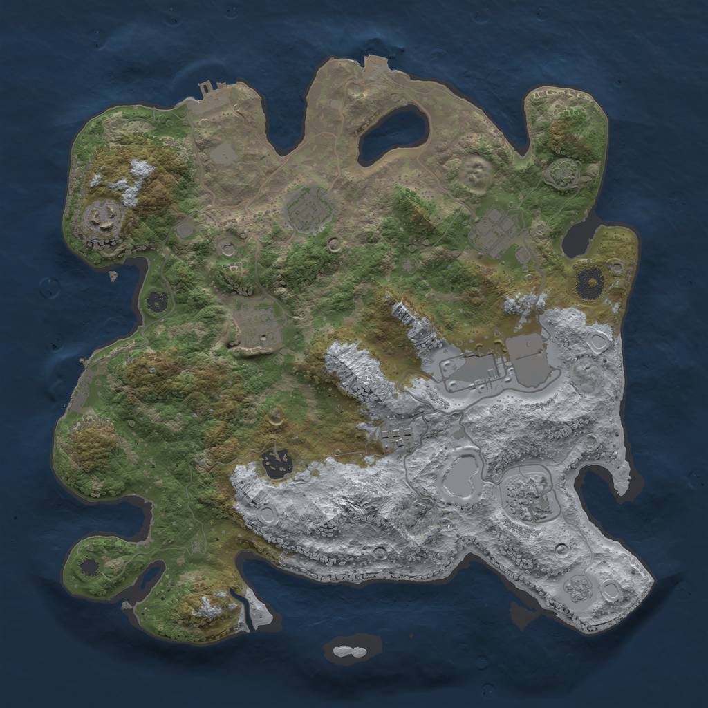 Rust Map: Procedural Map, Size: 3500, Seed: 2505, 16 Monuments