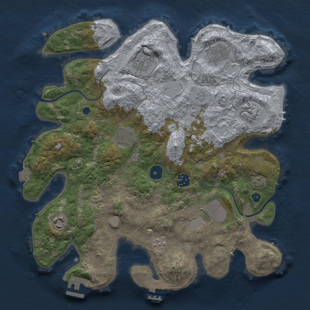 Rust Map: Procedural Map, Size: 3500, Seed: 80982745, 14 Monuments