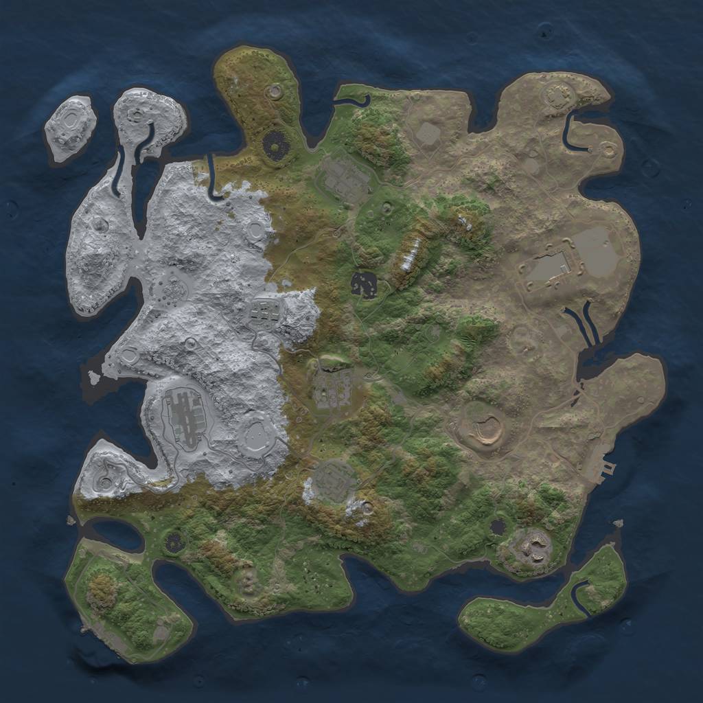 Rust Map: Procedural Map, Size: 3750, Seed: 96104141, 17 Monuments