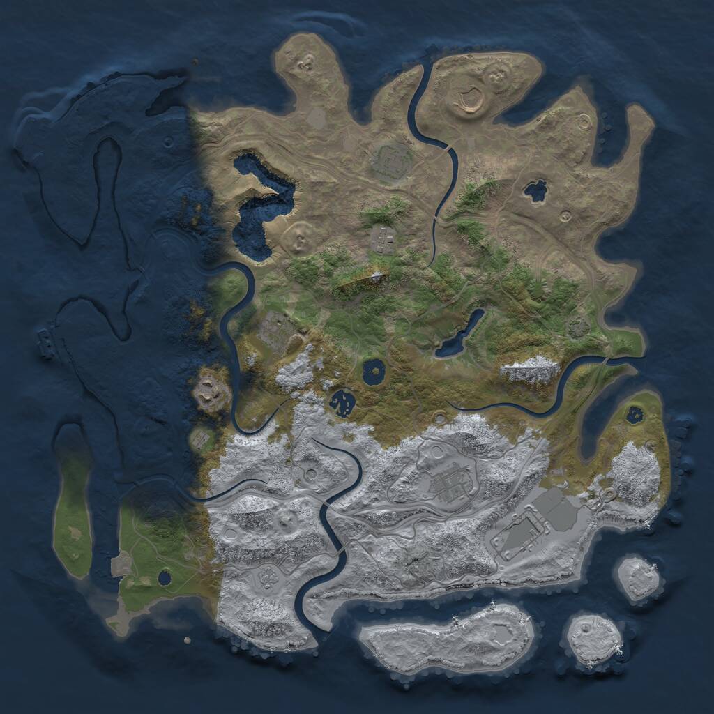 Rust Map: Procedural Map, Size: 4250, Seed: 717669386, 14 Monuments