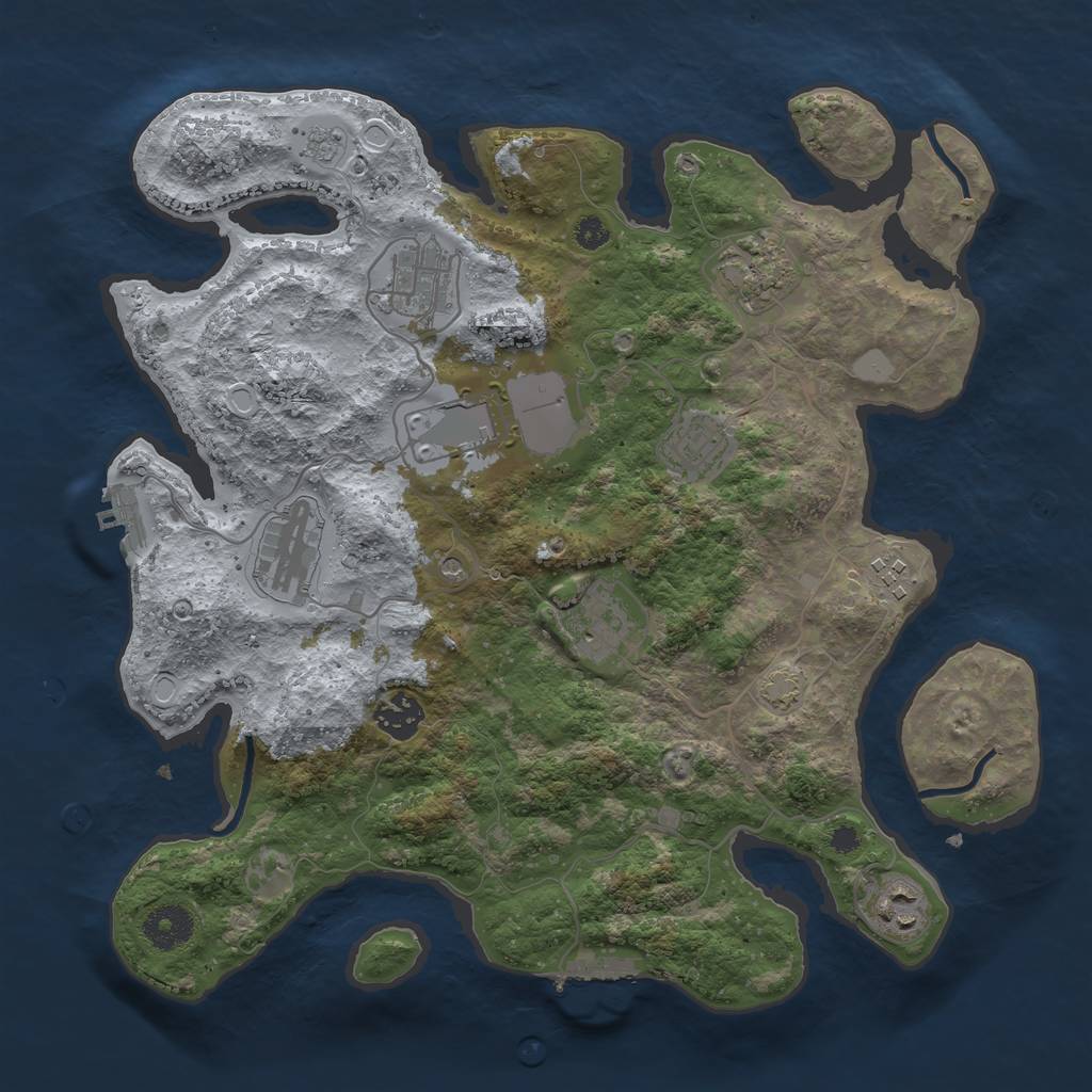 Rust Map: Procedural Map, Size: 3500, Seed: 2008165633, 17 Monuments