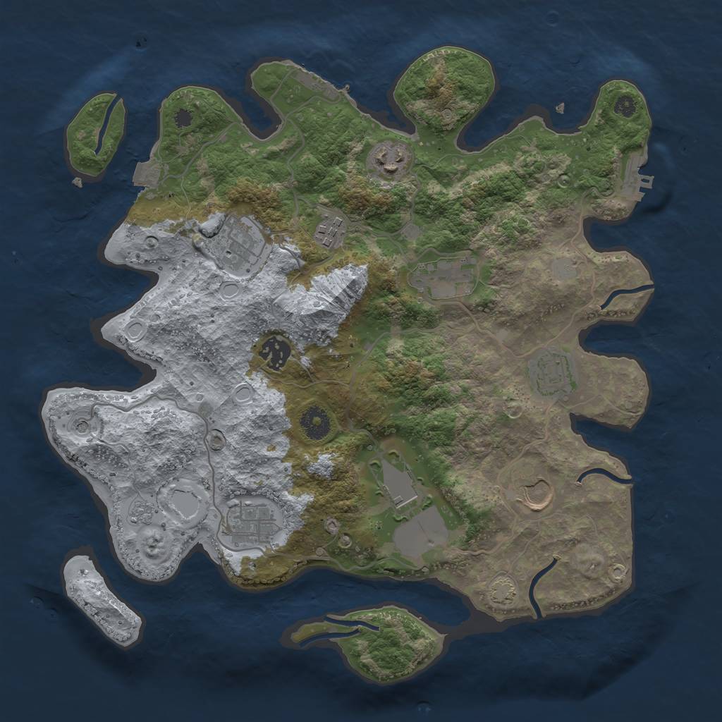 Rust Map: Procedural Map, Size: 3500, Seed: 1835114822, 17 Monuments