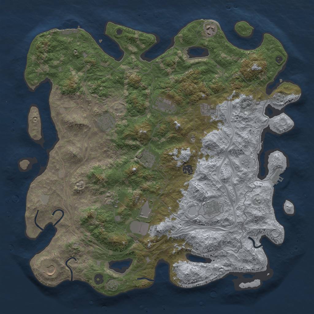 Rust Map: Procedural Map, Size: 4500, Seed: 2143911430, 19 Monuments