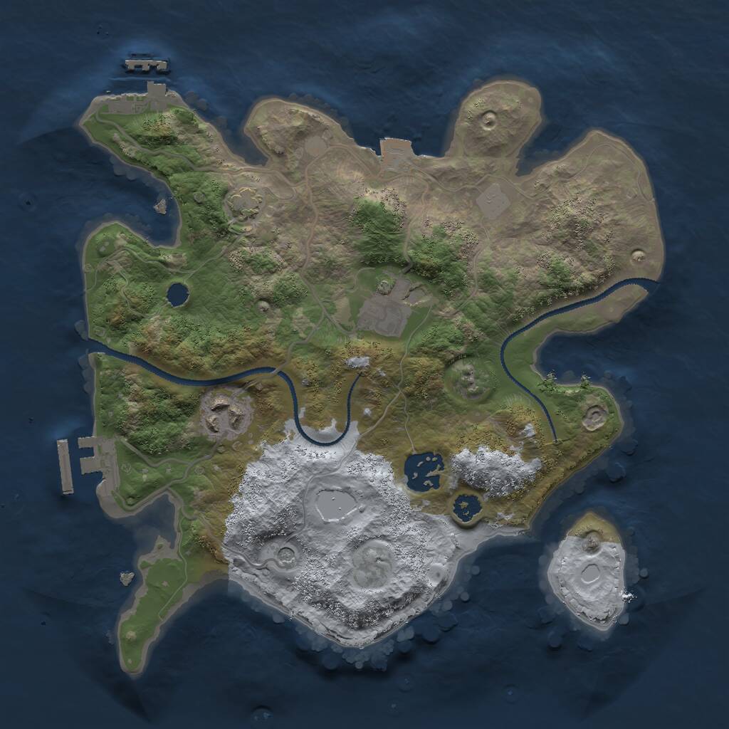 Rust Map: Procedural Map, Size: 2700, Seed: 22266875, 8 Monuments