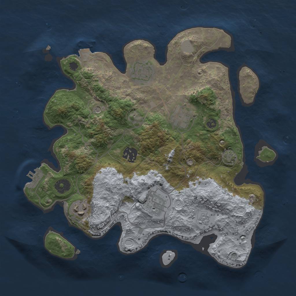 Rust Map: Procedural Map, Size: 3000, Seed: 17210, 12 Monuments