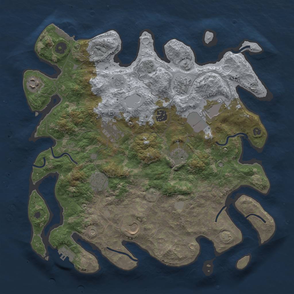Rust Map: Procedural Map, Size: 3750, Seed: 1976232499, 17 Monuments