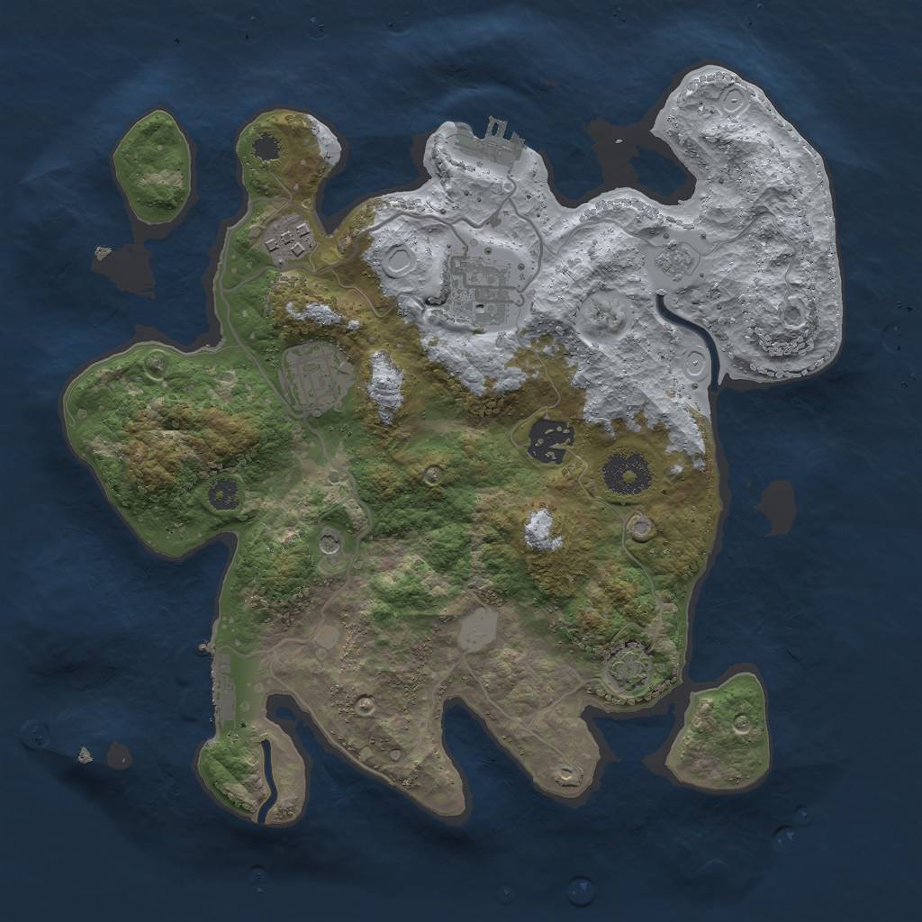 Rust Map: Procedural Map, Size: 3000, Seed: 9481, 12 Monuments