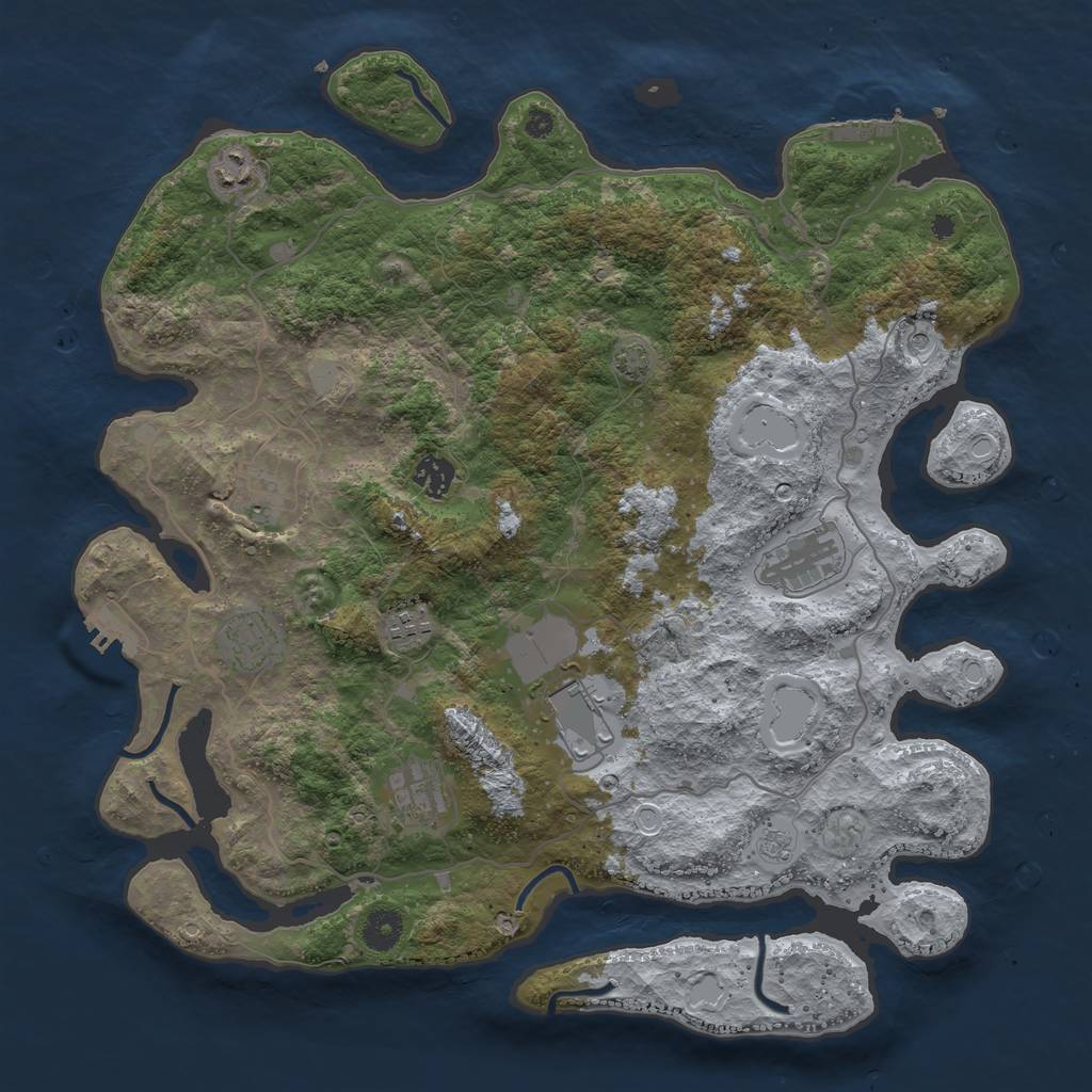 Rust Map: Procedural Map, Size: 4000, Seed: 1104589701, 16 Monuments