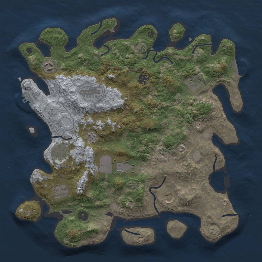 Rust Map: Procedural Map, Size: 3800, Seed: 493956550, 17 Monuments