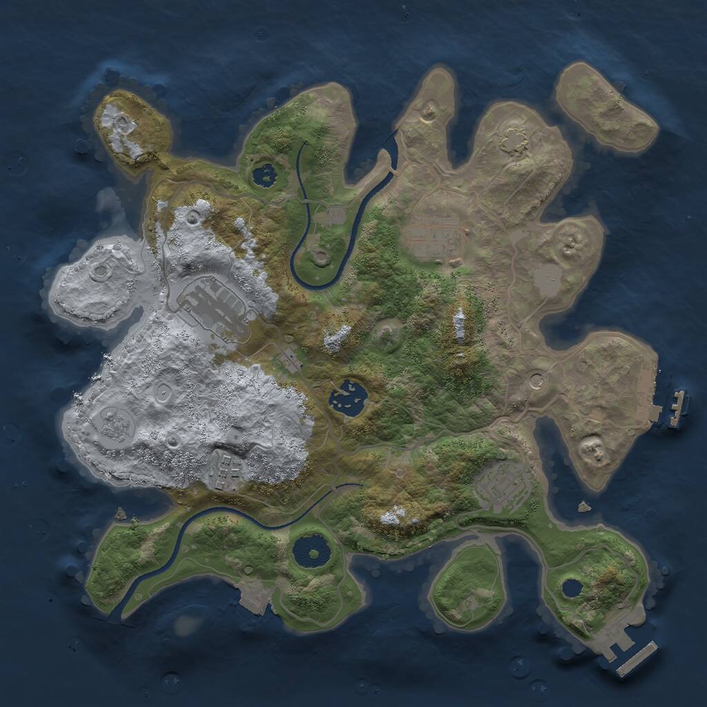 Rust Map: Procedural Map, Size: 3000, Seed: 1110771283, 11 Monuments