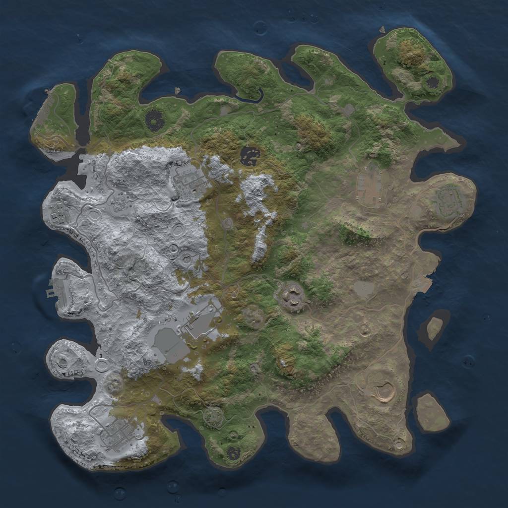 Rust Map: Procedural Map, Size: 3750, Seed: 35545052, 17 Monuments