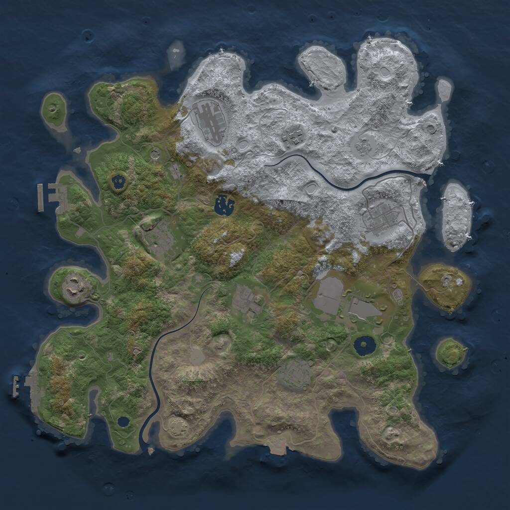 Rust Map: Procedural Map, Size: 3700, Seed: 1558412923, 15 Monuments