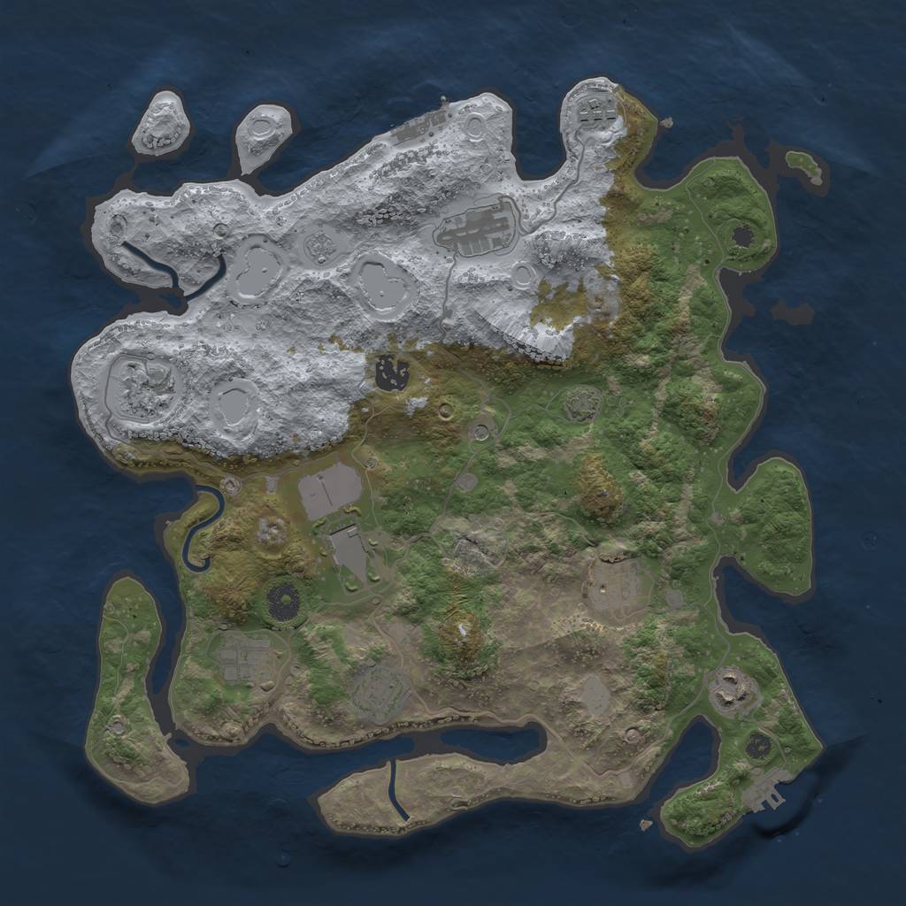 Rust Map: Procedural Map, Size: 3750, Seed: 1857616, 17 Monuments