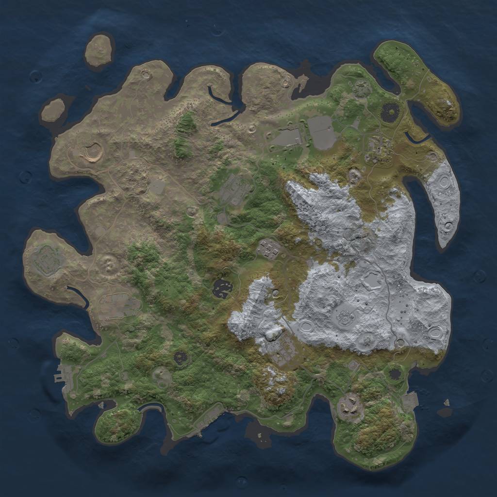 Rust Map: Procedural Map, Size: 3800, Seed: 2968509, 18 Monuments