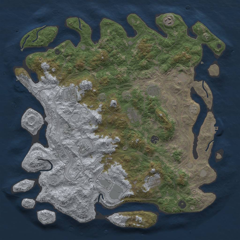 Rust Map: Procedural Map, Size: 4500, Seed: 623455, 18 Monuments