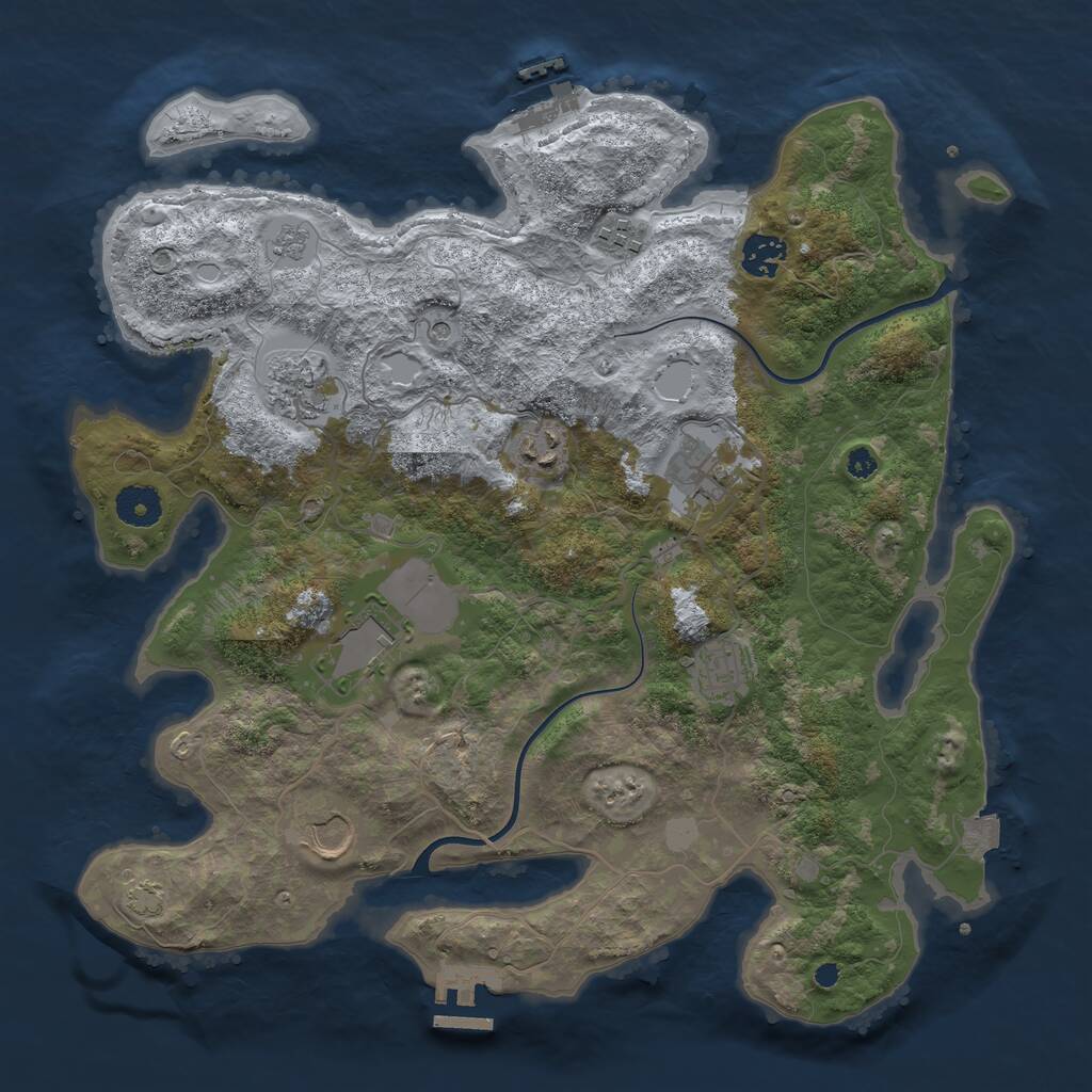 Rust Map: Procedural Map, Size: 3700, Seed: 51582184, 14 Monuments