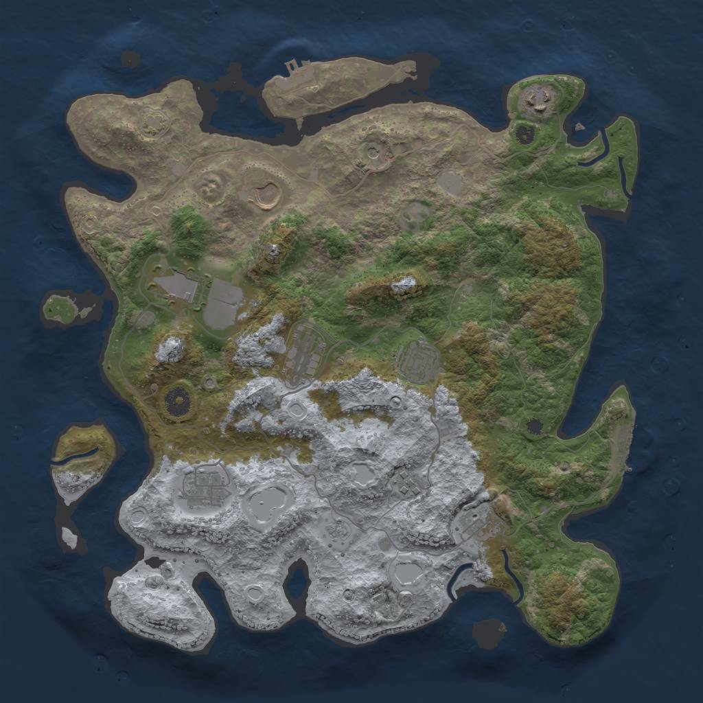 Rust Map: Procedural Map, Size: 3850, Seed: 31279738, 16 Monuments