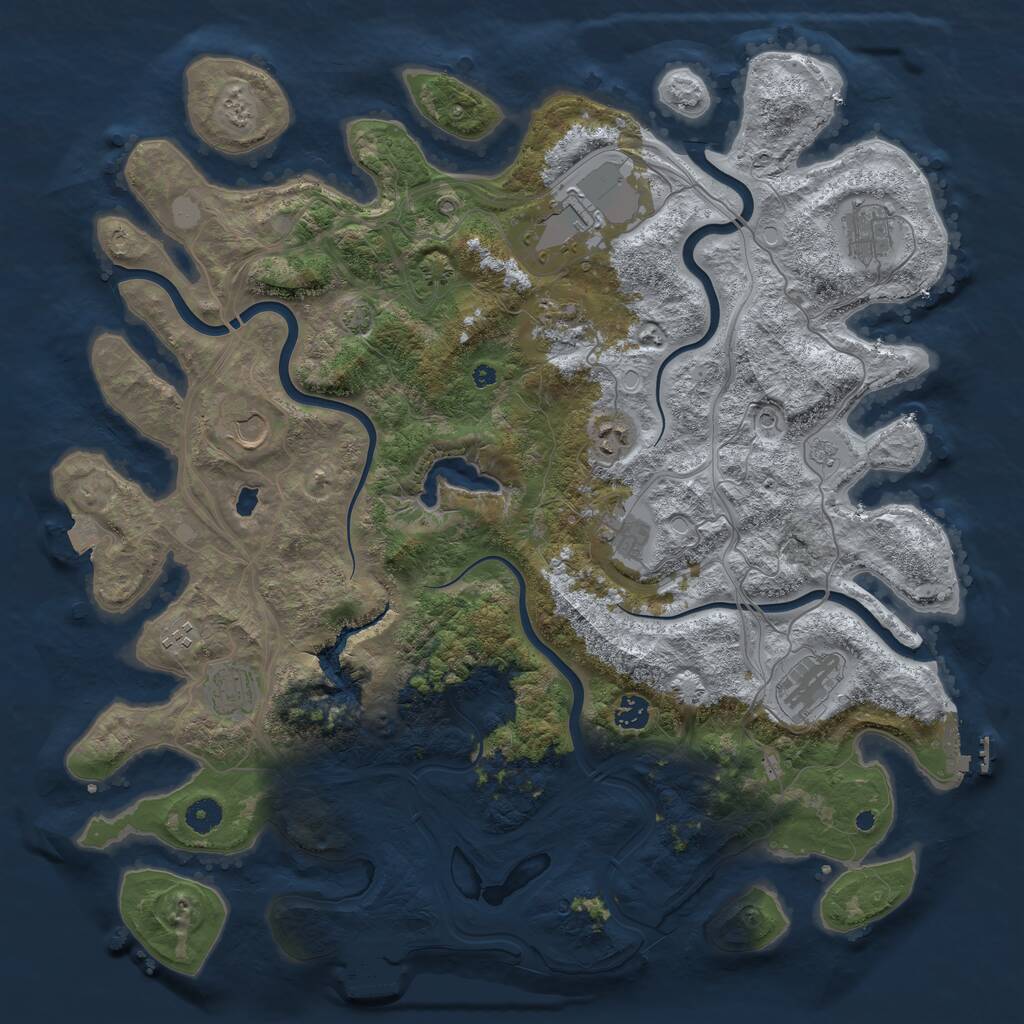 Rust Map: Procedural Map, Size: 4400, Seed: 77109107, 16 Monuments