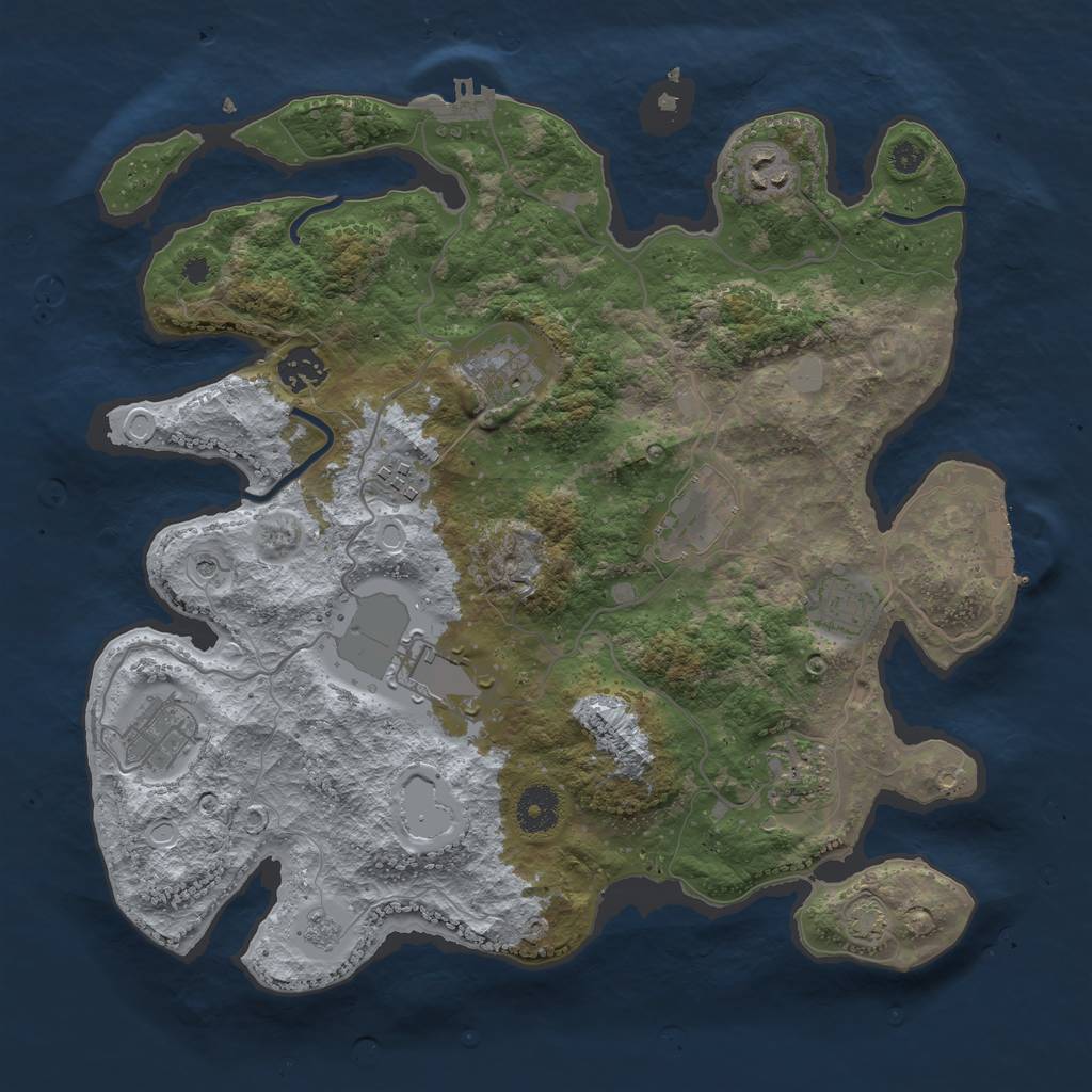 Rust Map: Procedural Map, Size: 3600, Seed: 8912600, 17 Monuments