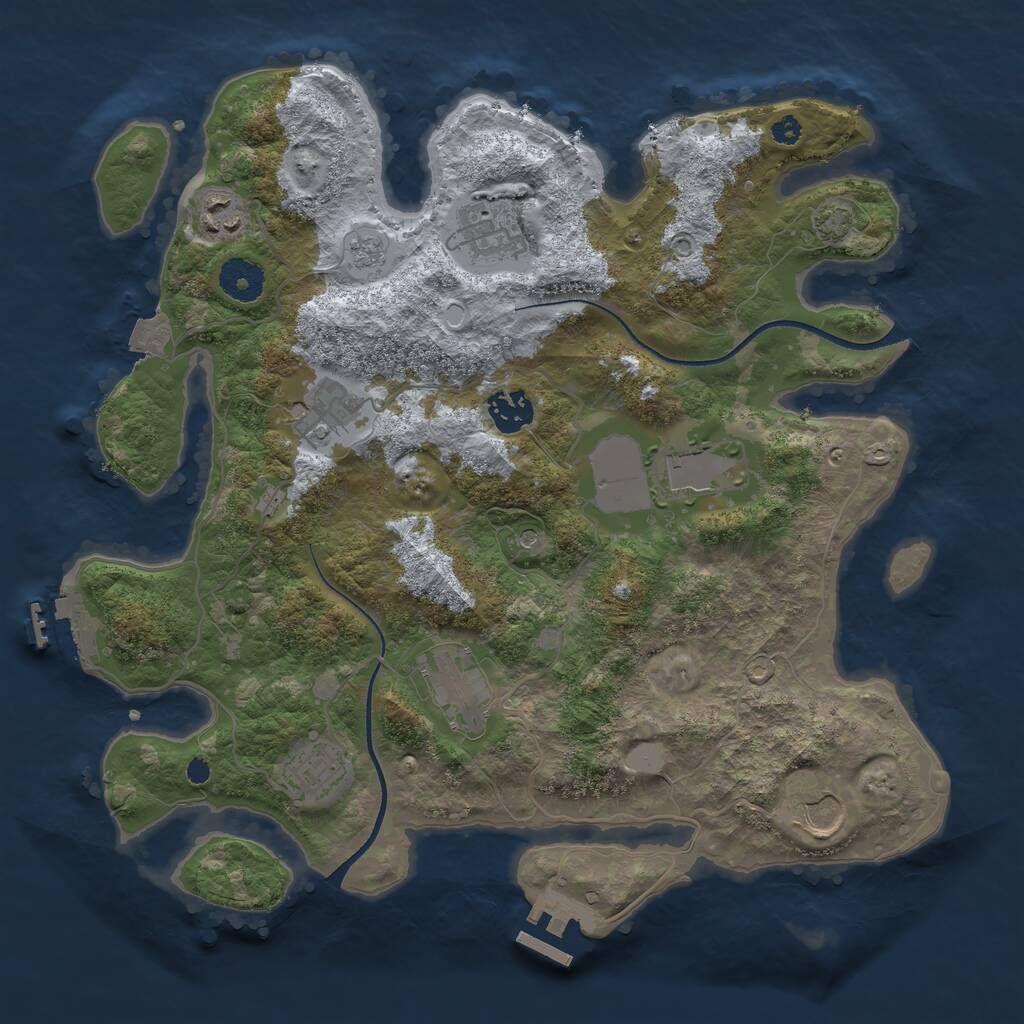 Rust Map: Procedural Map, Size: 3500, Seed: 141864414, 14 Monuments