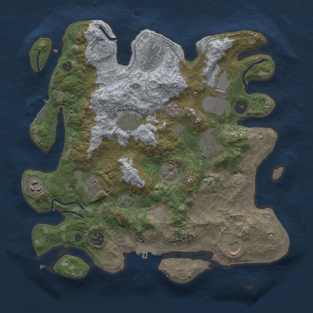 Rust Map: Procedural Map, Size: 3500, Seed: 141864414, 16 Monuments