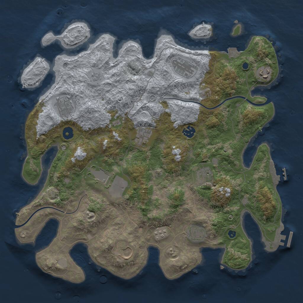 Rust Map: Procedural Map, Size: 3850, Seed: 8580759, 16 Monuments