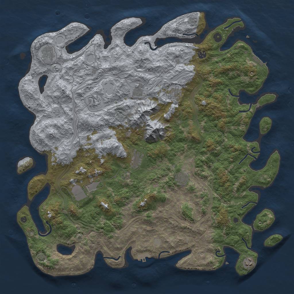 Rust Map: Procedural Map, Size: 5000, Seed: 755513178, 18 Monuments