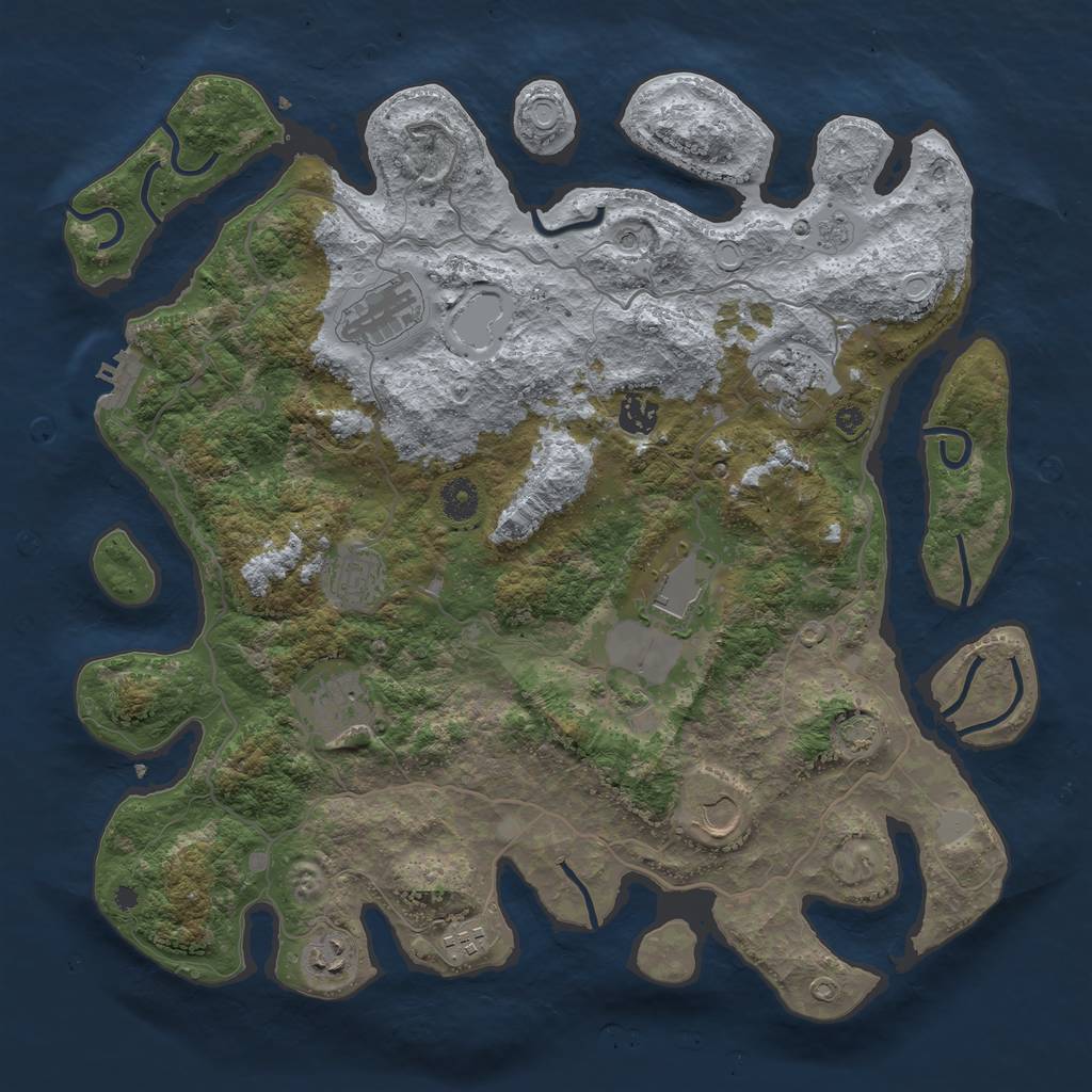 Rust Map: Procedural Map, Size: 4000, Seed: 653283, 16 Monuments