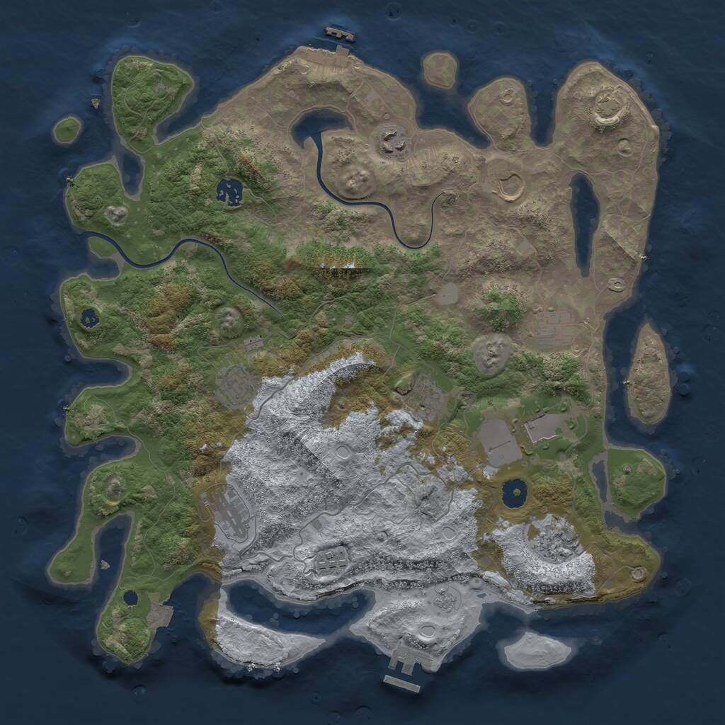 Rust Map: Procedural Map, Size: 3950, Seed: 1707444675, 15 Monuments
