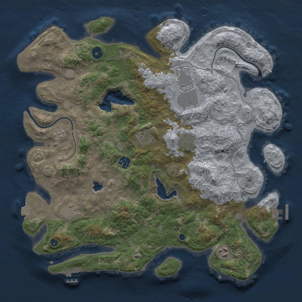 Rust Map: Procedural Map, Size: 4000, Seed: 1929518462, 13 Monuments