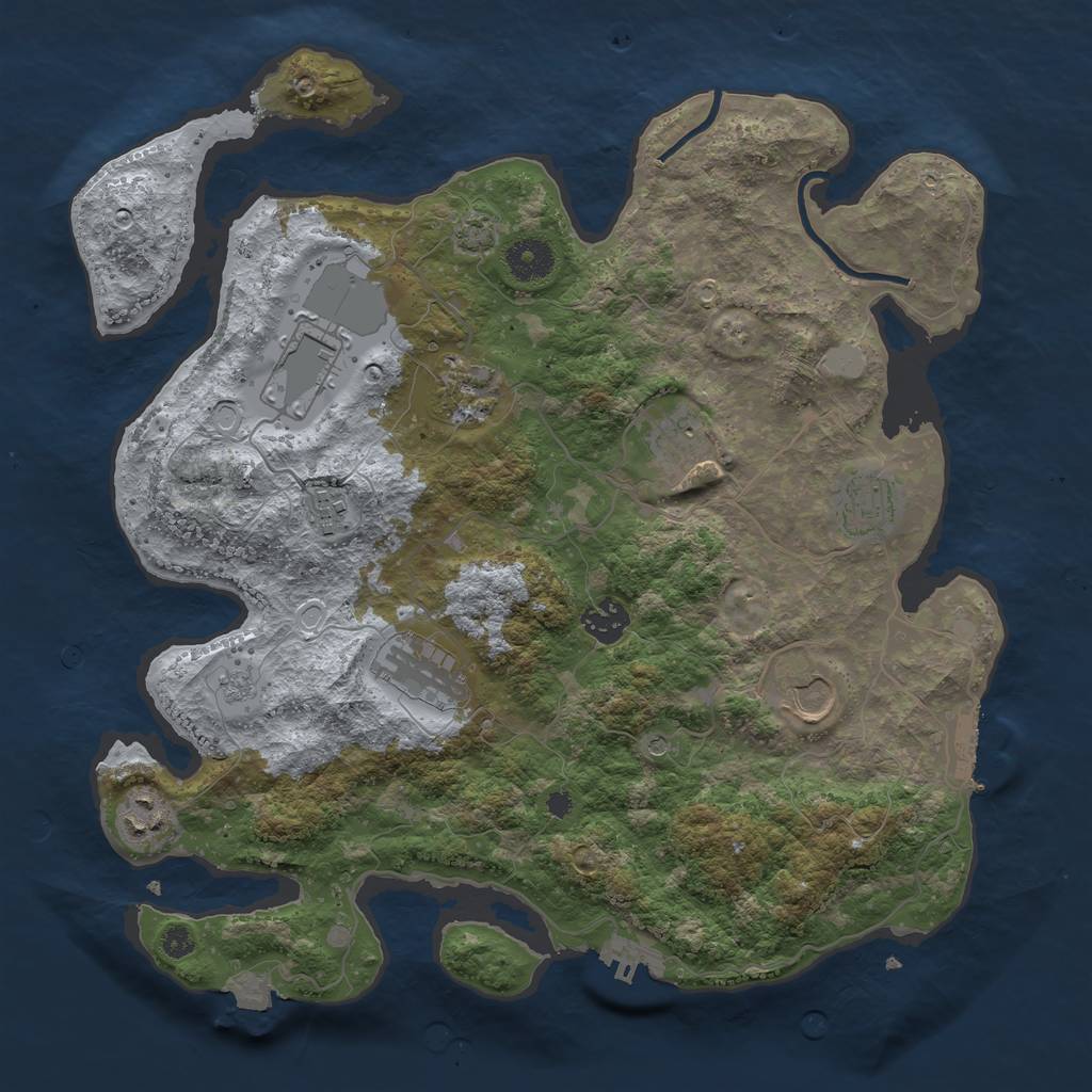 Rust Map: Procedural Map, Size: 3650, Seed: 37572349, 17 Monuments