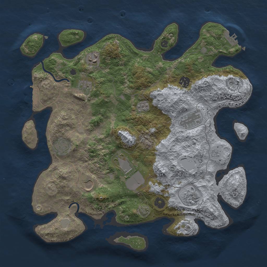 Rust Map: Procedural Map, Size: 3700, Seed: 28294424, 17 Monuments