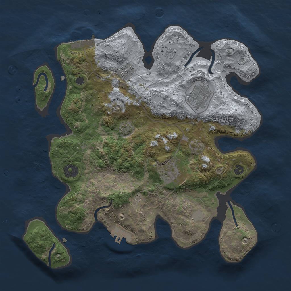 Rust Map: Procedural Map, Size: 3000, Seed: 3668, 11 Monuments
