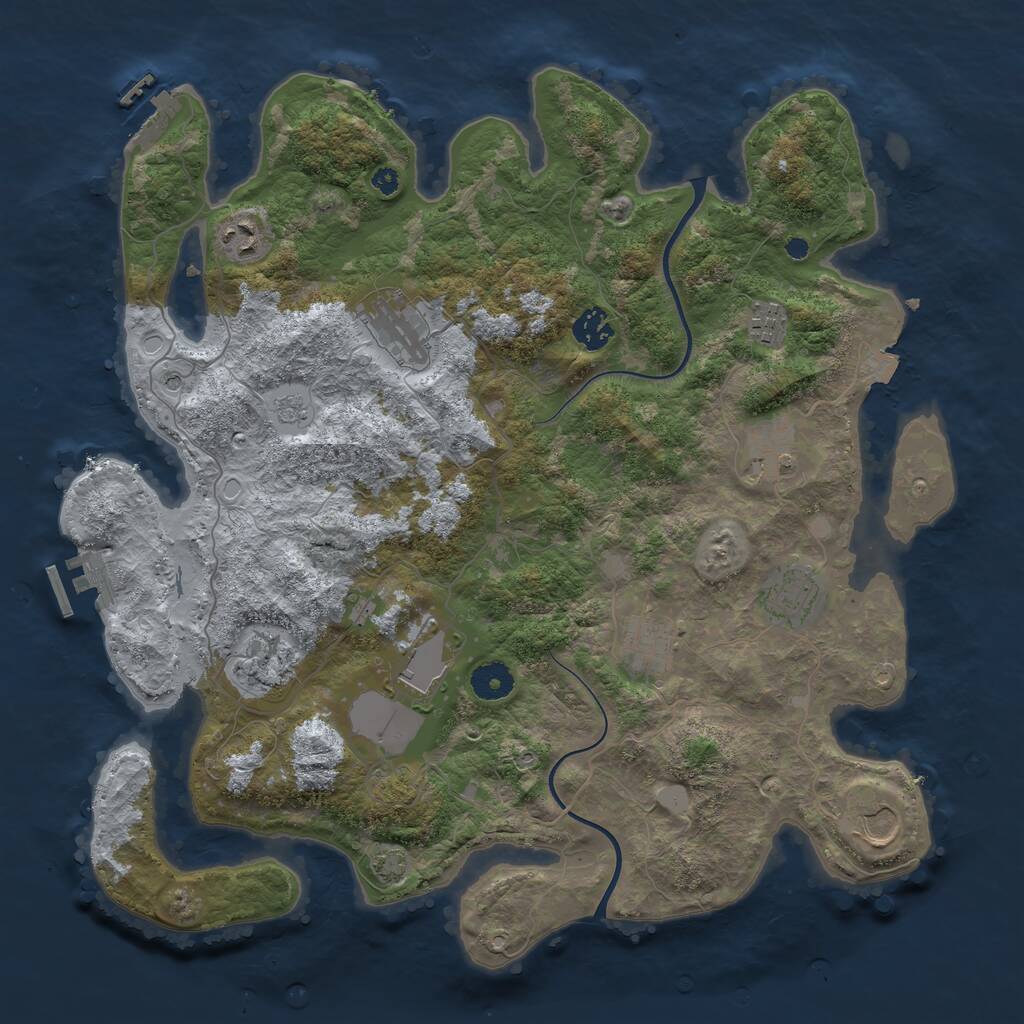 Rust Map: Procedural Map, Size: 3850, Seed: 94205380, 16 Monuments