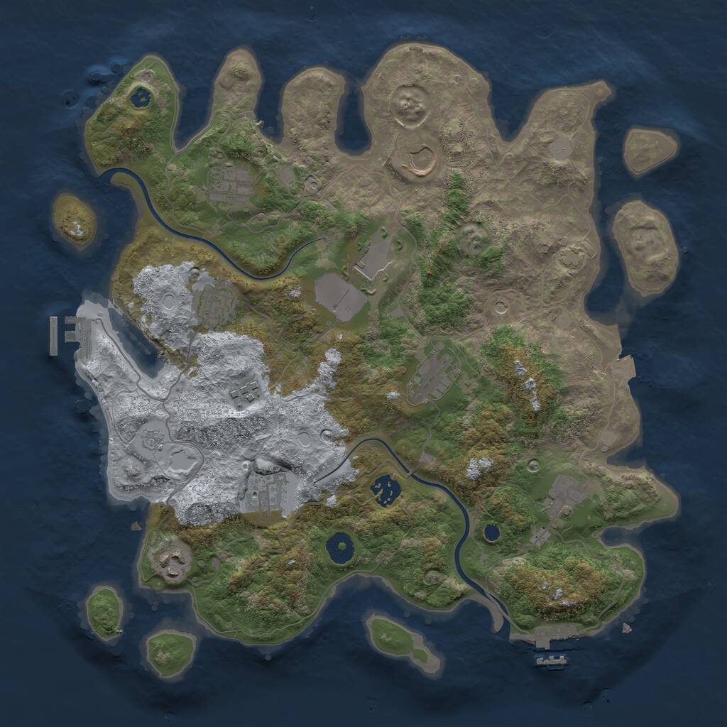 Rust Map: Procedural Map, Size: 3750, Seed: 55210354, 16 Monuments