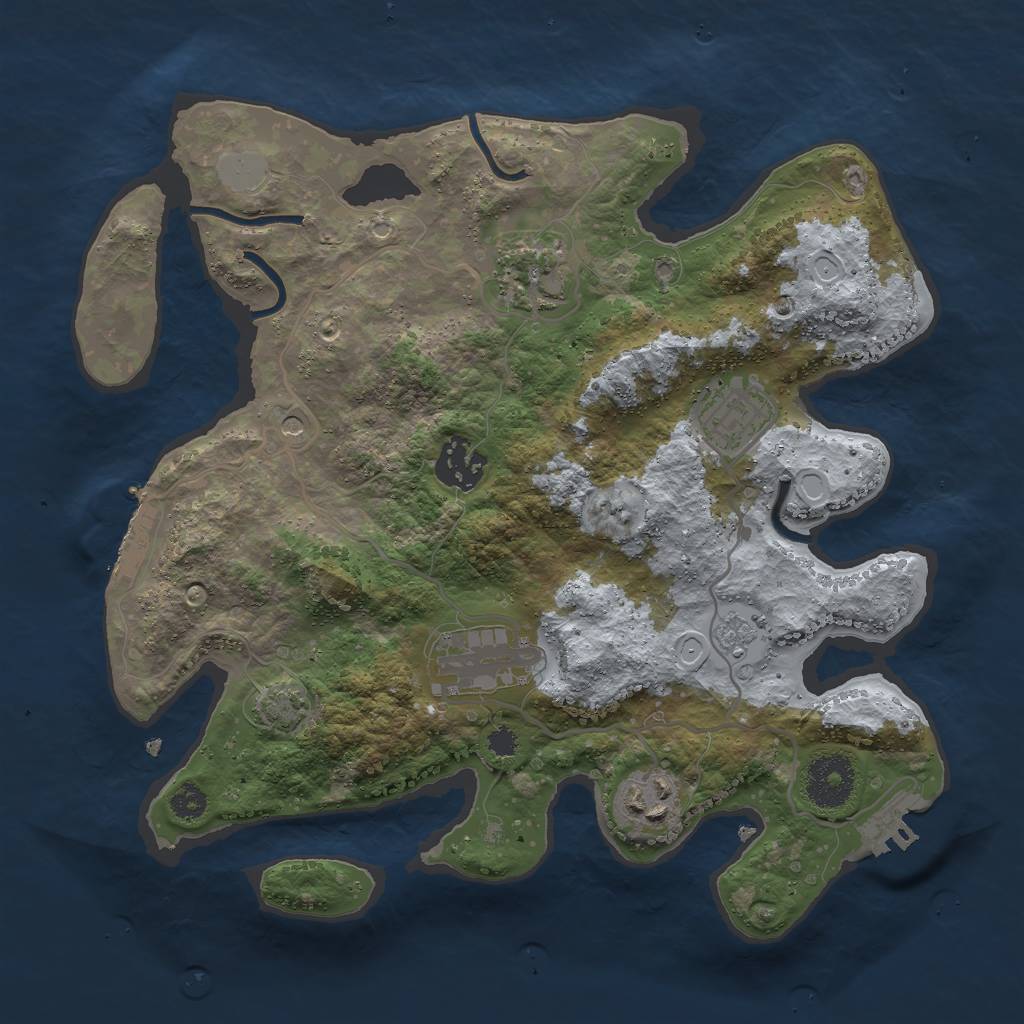 Rust Map: Procedural Map, Size: 3000, Seed: 3972, 13 Monuments
