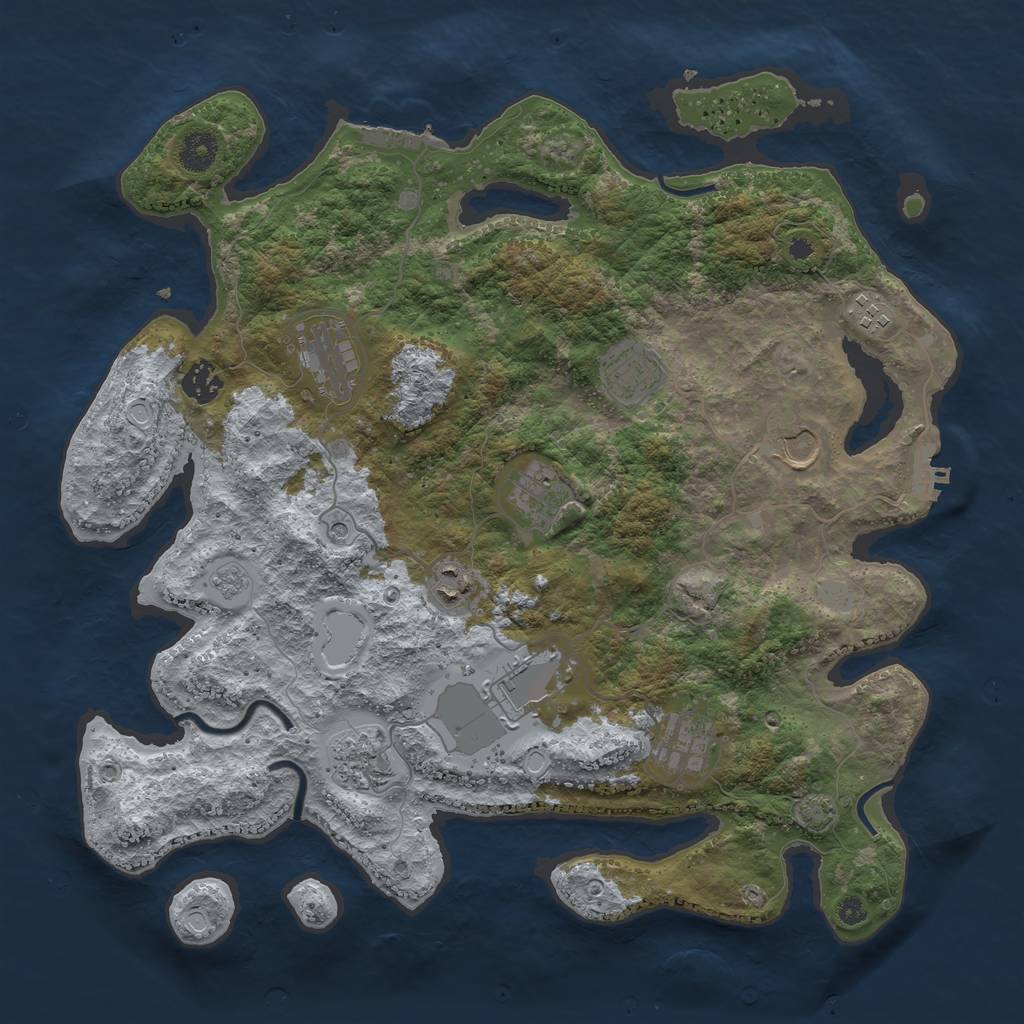 Rust Map: Procedural Map, Size: 3850, Seed: 53722691, 18 Monuments