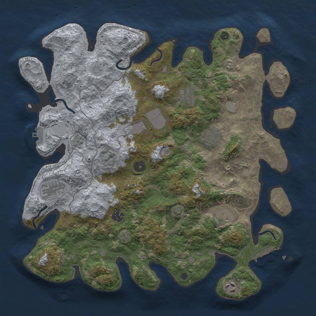 Rust Map: Procedural Map, Size: 4000, Seed: 79896013, 16 Monuments