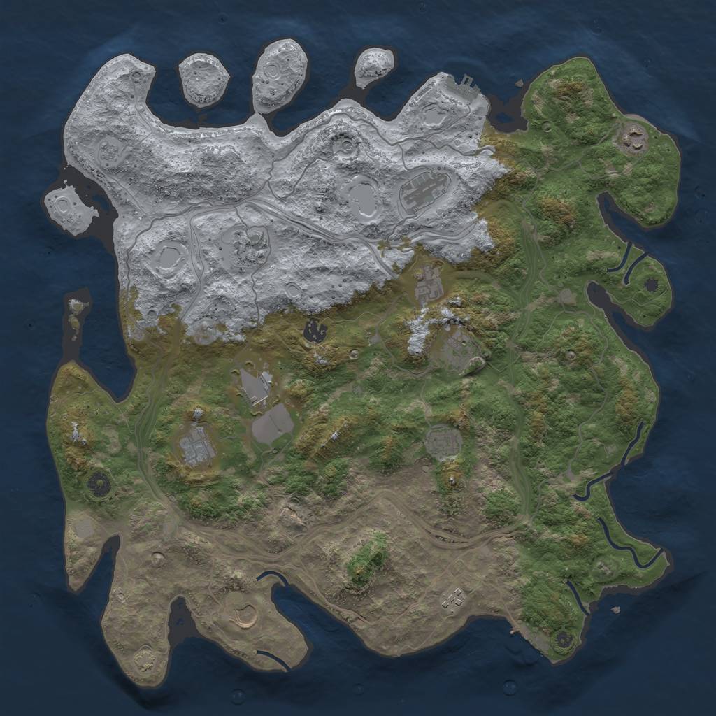 Rust Map: Procedural Map, Size: 4500, Seed: 937270887, 19 Monuments