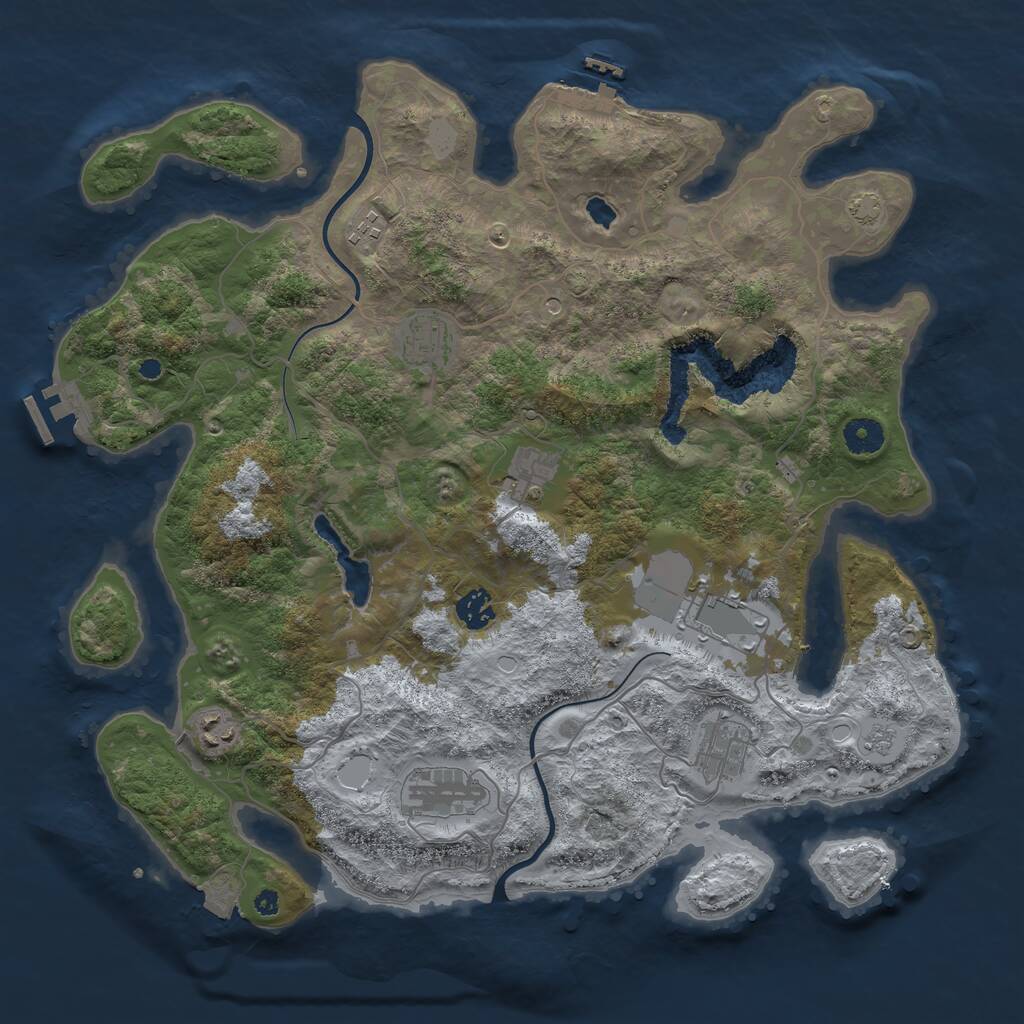 Rust Map: Procedural Map, Size: 4000, Seed: 990235, 14 Monuments