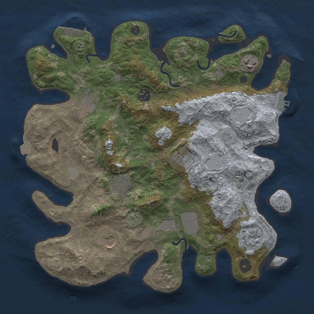 Rust Map: Procedural Map, Size: 3650, Seed: 61553268, 16 Monuments