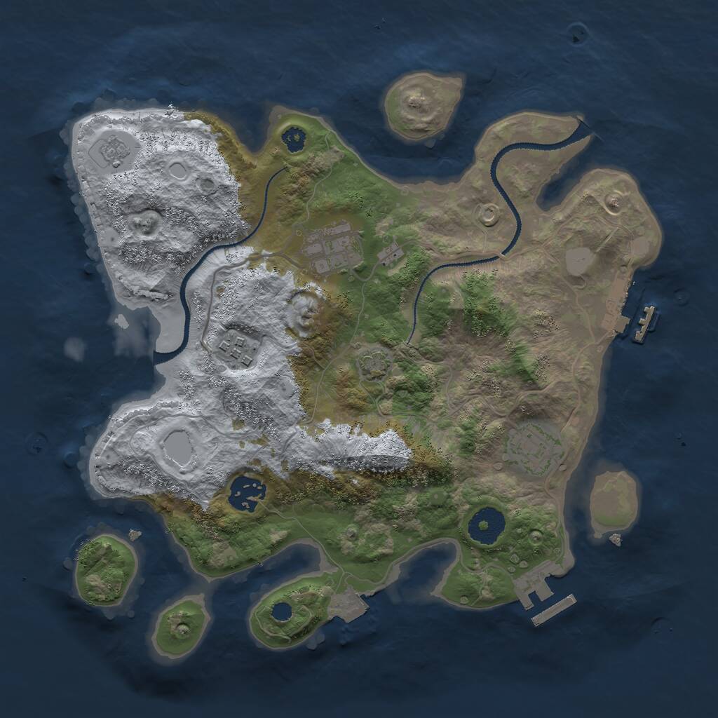 Rust Map: Procedural Map, Size: 3000, Seed: 177010, 9 Monuments