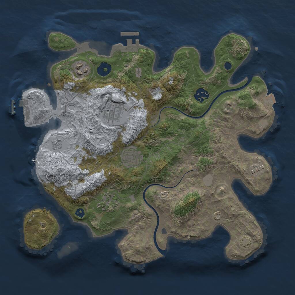 Rust Map: Procedural Map, Size: 3200, Seed: 155, 12 Monuments