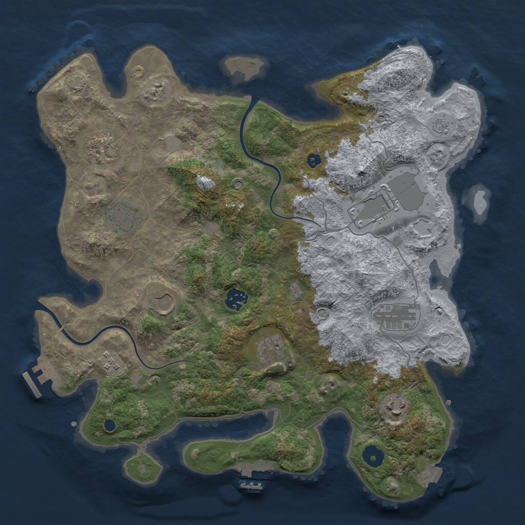 Rust Map: Procedural Map, Size: 3700, Seed: 58013173, 15 Monuments