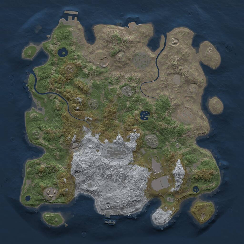 Rust Map: Procedural Map, Size: 3700, Seed: 25347374, 14 Monuments