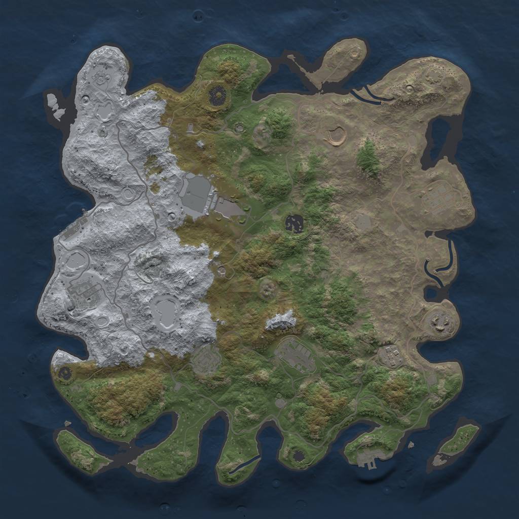 Rust Map: Procedural Map, Size: 4000, Seed: 247322515, 17 Monuments