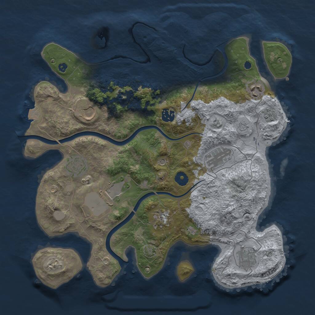 Rust Map: Procedural Map, Size: 3500, Seed: 377905387, 14 Monuments