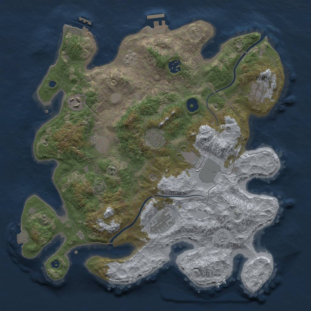 Rust Map: Procedural Map, Size: 3600, Seed: 43779275, 14 Monuments