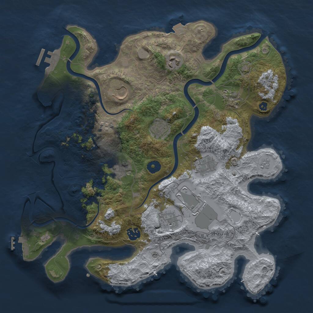 Rust Map: Procedural Map, Size: 3600, Seed: 43779275, 16 Monuments